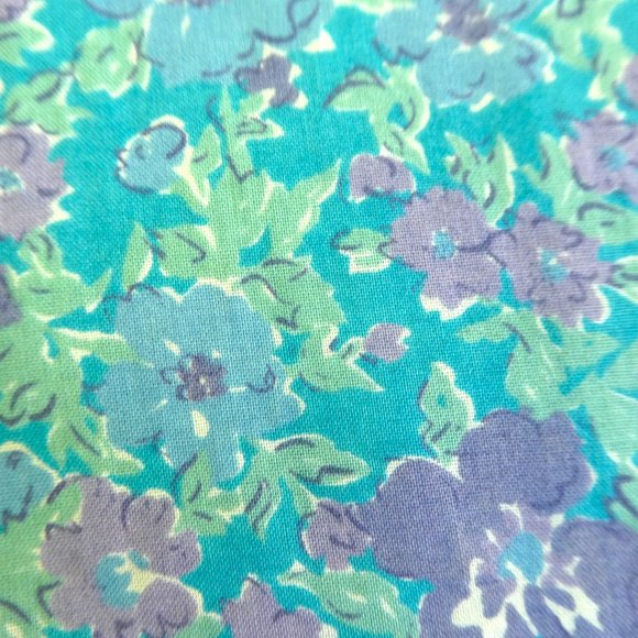 Laura Ashley Vintage Midi Blue Purple Floral Pleated Full Skirt Puff Sleeve Zip - Picture 8 of 11